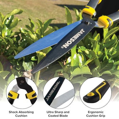 Jameson Heavy-Duty Hedge Shears – 23″ with Ultra-Sharp Non-Stick Blades, Lightweight Aluminum Frame, and Shock-Absorbing Grip