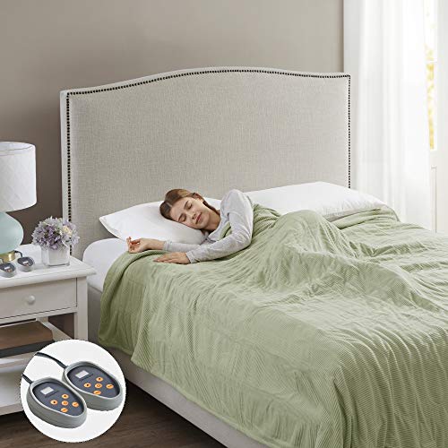 Beautyrest Heated Blanket Twin, Micro Fleece Electric Blanket, Green - color: Green, size: Twin