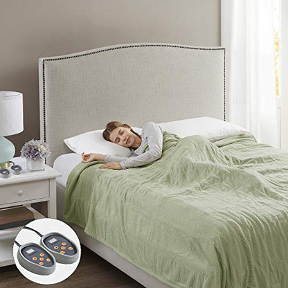 Beautyrest Heated Blanket Twin, Micro Fleece Electric Blanket, Green - color: Green, size: Twin