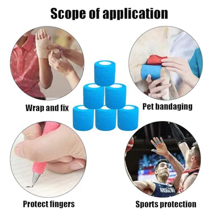 2 Inches Self Adhesive Bandage Wrap Bulk, 6 Pack, Blue - color: Blue