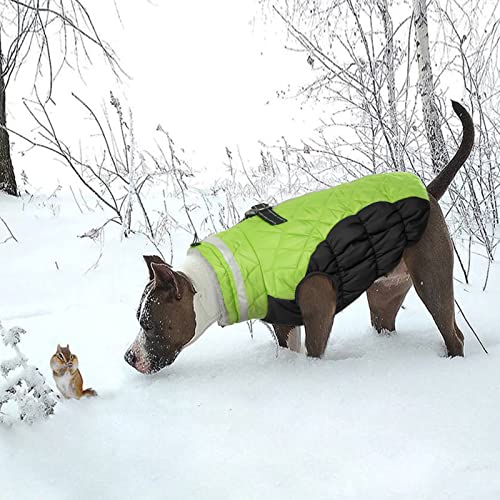 Lelepet Dog Coat Warm Dog Winter Coat Waterproof Dogs Jacket with Harness - color: Lime, size: X-Small