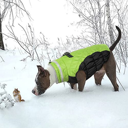 Lelepet Dog Coat Warm Dog Winter Coat Waterproof Dogs Jacket with Harness - color: Lime, size: X-Small