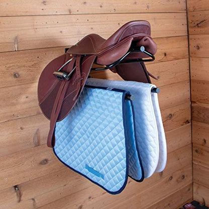 EASY-UP Saddle Rack with Pad Bar for Horse Enthusiast | Heavy-Duty Saddle Rack Wall Mount | Western & English Saddle Rack | Keeps Tack Organized - style: Mounted Rack w/Double Pad Rack