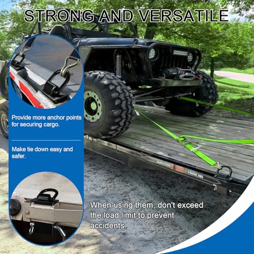 TOPSHINE Trailer Stake Pocket D Ring Tie Downs, 4 Pack, 12,000 lbs Capacity | With 5/8" Hitch Pin, Adjustable Removable Tie Downs for Utility Trailers and Flatbed Trucks