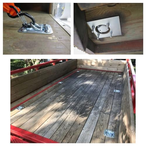 Recessed Tie Down D-Rings Anchor, 6000 lb. Capacity, Bolt-on with Backing Support Plates, for Flatbed Trailer/Truck, Pack of 4