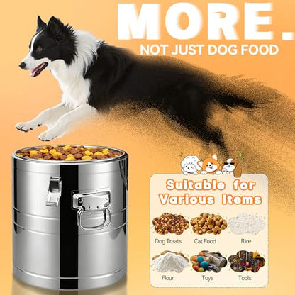 UPSKYPET35lb Dog Food Storage Container, Airtight Stainless Steel | Extra Large Capacity, Rust-Proof, Moisture-Proof, Deters Pets from Opening & Stealing Food, Easy to Clean, Keeps Food Crispy - size: 35lb
