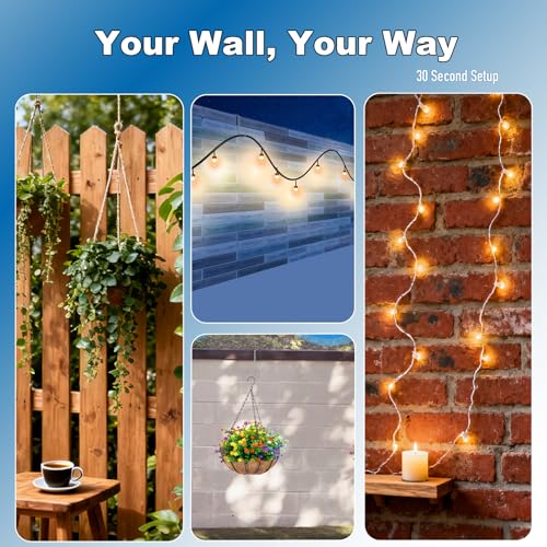 Adjustable Outdoor Light String Hooks for 6-11 inch Concrete Cinder Block Wall and Fences,6 Pcs Metal No Drill String Light Hangers,Outside Hanging Rope Lights Cable Cord Holders Organizer (6-11 in) - size: 6-11 in