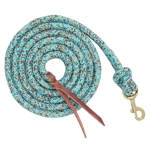 Weaver Equine 10' Horse Cowboy Lead Rope with Brass Snap - color: Turquoise/Brown/Tan