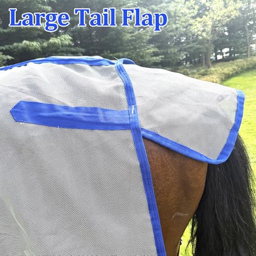 Horse Fly Sheet – UV Protection Breathable Mesh Summer Horse Rug, Lightweight Horse Sheet for Real Horses, Spring/Summer Turnout Sheet with Belly Wrap, Detachable Neck Cover (US 81IN (EU 155cm)) - size: US 81IN (EU 155cm)