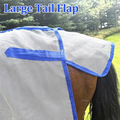 Horse Fly Sheet – UV Protection Breathable Mesh Summer Horse Rug, Lightweight Horse Sheet for Real Horses, Spring/Summer Turnout Sheet with Belly Wrap, Detachable Neck Cover (US 81IN (EU 155cm)) - size: US 81IN (EU 155cm)
