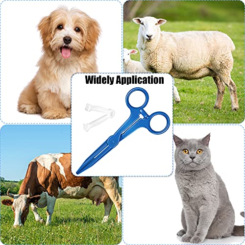Nuanchu 100 Pcs Disposable Umbilical Cord Clamp and 1 Hemostatic Forcep, Pig Umbilical Cord Clips Kit for Animal Veterinary