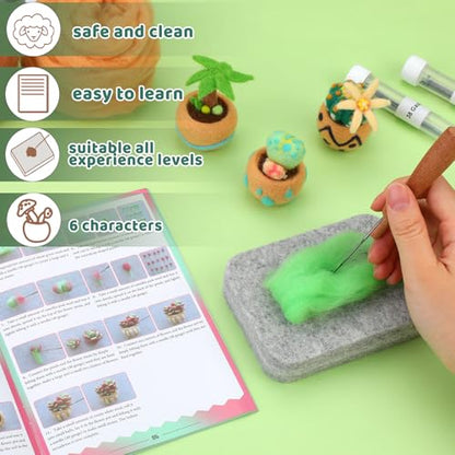 Yizzvb Needle Felting Kit, 6 Pcs Wool Felting kit Felting Tools | Needle Felting Kits for Beginners with Instruction, Wool, Felting Needles, Felting Pad, Wool Felting Kits for Home Decoration - size: S