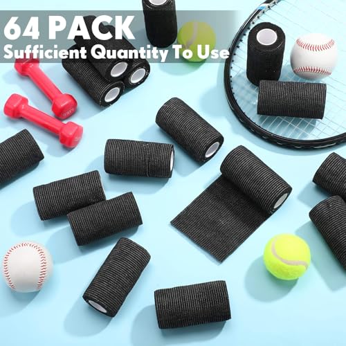 Treela 64 Pack 4" X 5 Yards Self Adhesive Bandage Wrap Black - color: Black, size: 4 Inch X 5 Yard