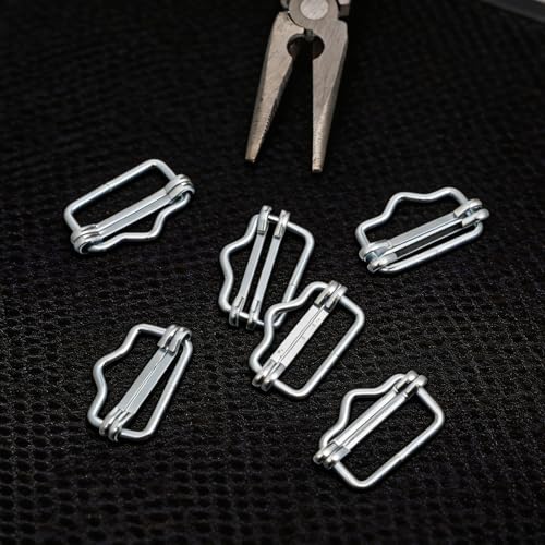 20 Pcs Electric Fence Poly Tape End Splicer 1.3 Inches Fencing Polytape Connectors Polytape Buckle Poly Tape Splicer Electric Fence Connectors for Gate Handle Connection(Silver)