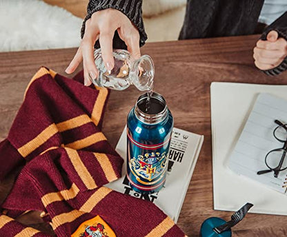 Silver Buffalo Harry Potter Crest, Stainless Steel Water Bottle, 27oz | Hogwarts School, Includes Strap, 0.8 Liters - color: Harry Potter, size: 27 Ounces