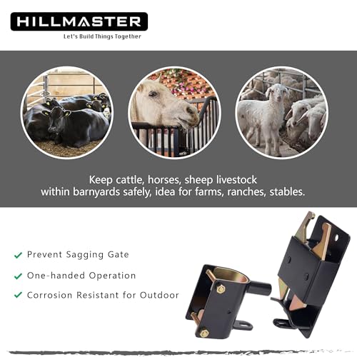HILLMASTER 2 Pack Heavy Duty 2 Way Farm Gate Latch, Two Way Fence Gate Latch for Metal Gates Livestock Cattle Gate Latches Gate Hardware for Horse Corrals, Ranches(Screws and Instructions Included) - size: 2 Pack