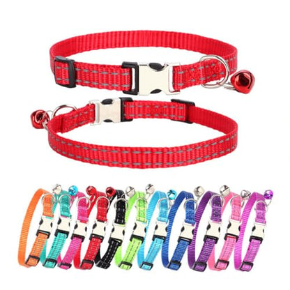 Black XS Dog Collar with Bell Puppy Collars Bells Cat Small Bell Collar - color: Black