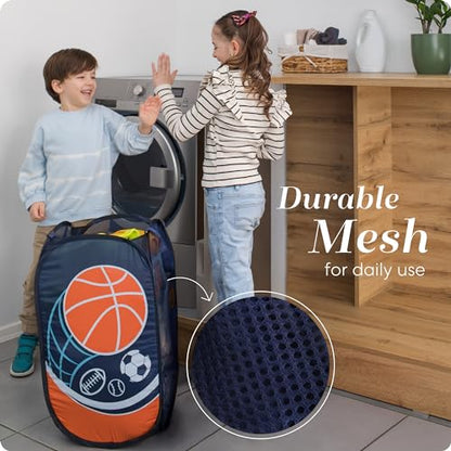 Handy Laundry Collapsible Mesh Pop Up Laundry Hamper 24 Inch - color: Sports, 1-PACK