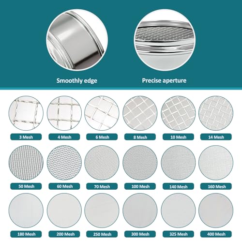 Full 304 Stainless Steel Mesh Sieve Screen,LVDALAB 10 Mesh (2mm) Aperture, 2.4inch(6CM) Dia Standard Sample Analysis Test Sieves Sifters Strainer for Industrial Laboratory Homes - size: 10 Mesh(2mm)/Ф2.4in(6CM)