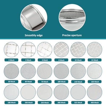 Full 304 Stainless Steel Mesh Sieve Screen,LVDALAB 10 Mesh (2mm) Aperture, 2.4inch(6CM) Dia Standard Sample Analysis Test Sieves Sifters Strainer for Industrial Laboratory Homes - size: 10 Mesh(2mm)/Ф2.4in(6CM)