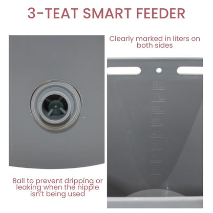 Lamb Feeder Bucket with 3 Teats and Valves – Metal Handle - Milk Feeding