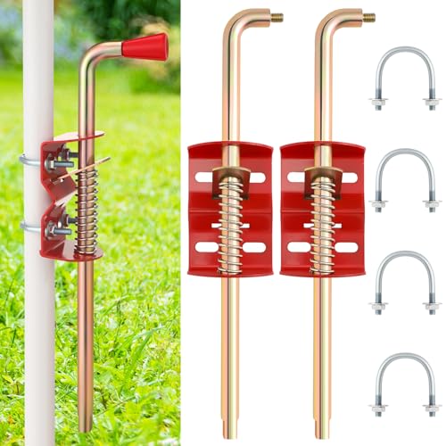 MorningRo 2 Pack 18 Inch Farm Gate Latch Farm Anchor Cane Bolt Livestock Fence Drop Rod Stop Tube Gate Stop for Farms Pastures