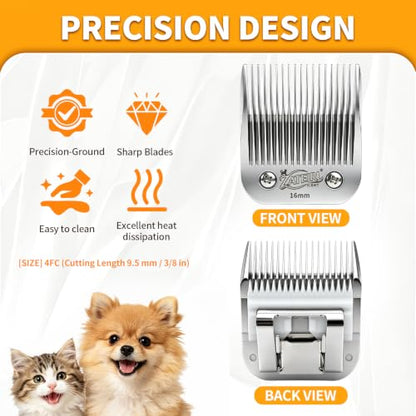 Size 5/8HT Detachable Pet Grooming Clipper Blade with Ceramic Cutter, 16mm 5/8 Inch Cut Length, Silver, Compatible with Andis, Oster A5, Wahl KM10, 1 Pack - color: Silver, size: 5/8HT 16mm