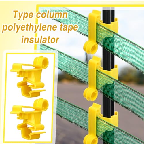Chunful 200 Pcs T-Post Poly Tape Insulator Large Snap T-Post Holding Electric Fence Insulator for Farm Fence (Yellow) - color: Yellow