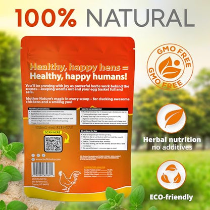 Buff Clucks WormStop Natural Chicken Dewormer Powder – All-Natural Herbal Blend for Daily Wellness - Chicken Wormer is Safe for Eggs & All Ages - Garlic, Pumpkin Seed, Wormwood - USA (8 oz)