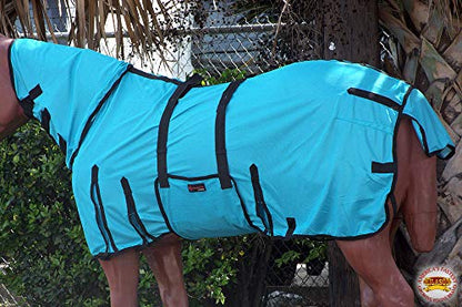 HILASON Horse Fly Sheet UV Protect Turquoise 69 in - color: Turquoise with black piping, size: 69 In