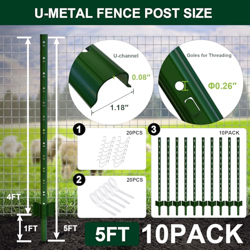 10 Pack 5ft Metal Fence Posts