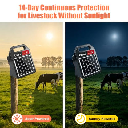 20Miles Solar Powered Electric Fence Charger,0.33J Solar Electric Fence - size: Without Accessories