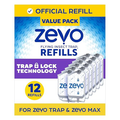 Zevo Flying Insect Trap Refill Cartridges for Fruit Flies & Gnats, 12 Count - style: 12 Refill Cartridges