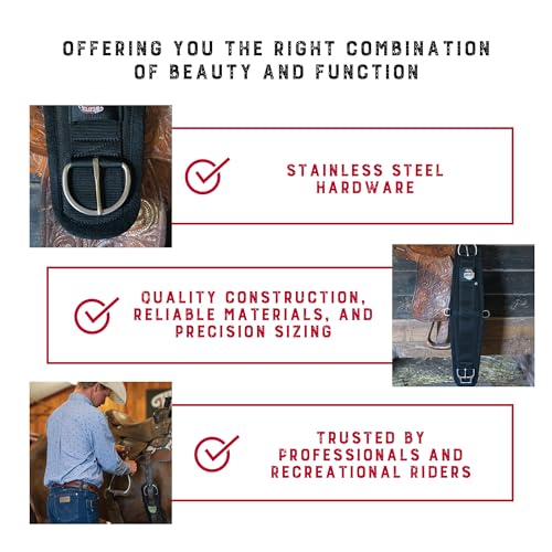 Weaver Equine AirFlex ‎Roper Horse Cinch, Anti-Slip Felt Lined Saddle Cinch Girth with Smart Cinch Buckle, Western Horse Riding Supplies, ‎Black