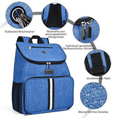 BAGLHER丨Dog Travel Bag, Airline Approved Pet Supplies Backpack, Dog Travel Backpack with 2 Silicone Collapsible Bowls and 2 Food Baskets - color: Blue-A