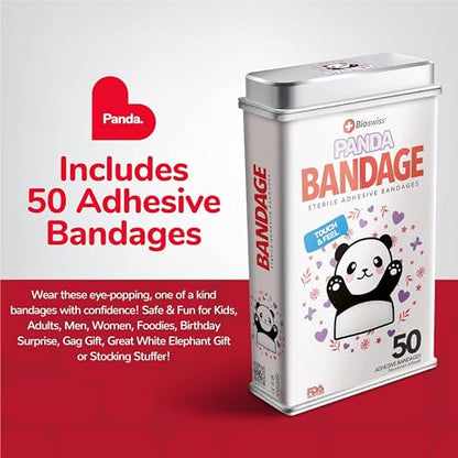 BioSwiss Bandages, Panda Shaped Self Adhesive Bandage Set, Latex Free, Sterile Wound Care, 50 Count - size: 50-Count Tin, style: Panda
