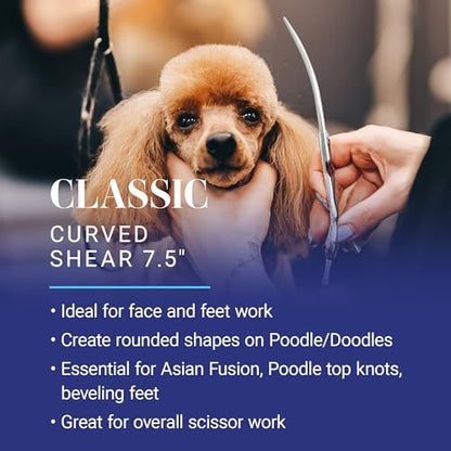 Chris Christensen Classic Series 7.5 in. Curved Dog Grooming Shears, Groom Like a Professional, Convex blade, Any Skill Level, Made From 440C Japanese Steel - size: 7.5 inch Curve