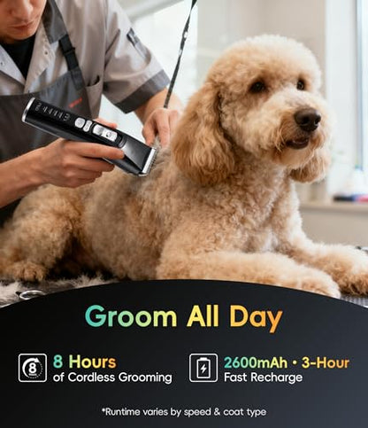 Dog Grooming Clippers for Thick Heavy Coats 3 Speeds Low Noise Pet Grooming Kit Cat Eletric Clipper with 10FC Ceramic & Stainless Steel Blade - color: White, size: Clipper