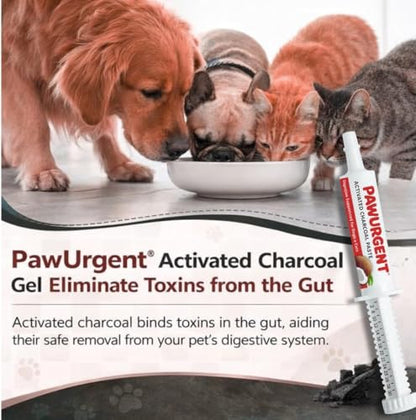 PawUrgent Activated Charcoal Gel for Dogs Poisoning,(2 Pack) 30cc Dog First Aid Activated Charcoal, Animal Use Only, Premium Pet Support for Pet Owners (2 Pack) - size: 2 pack