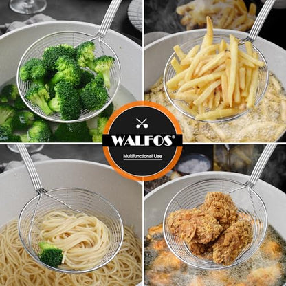 Walfos Spider Strainer - 5.5 Inch Stainless Steel Fryer Scoop, Kitchen Spider Skimmer Strainer With Handle, For Cooking Deep Fryer, Pasta, Spaghetti, Noodle, Vegetables, Egg - style: 1 Pcs Spider Strainer