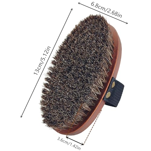 Dry Brushing Body Brush, Exfoliating Body Scrubber Natural Horsehair Bath Brushes Wooden Handle for Shower, Skin Exfoliation, Cellulite and Lymphatic Improvement Gift