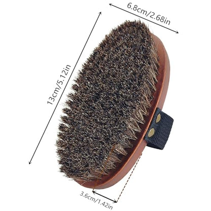 Dry Brushing Body Brush, Exfoliating Body Scrubber Natural Horsehair Bath Brushes Wooden Handle for Shower, Skin Exfoliation, Cellulite and Lymphatic Improvement Gift