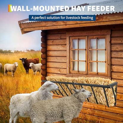 PeakPursuit Hay Feeder for Horses, 63" Long Wall Mounted Hay Rack