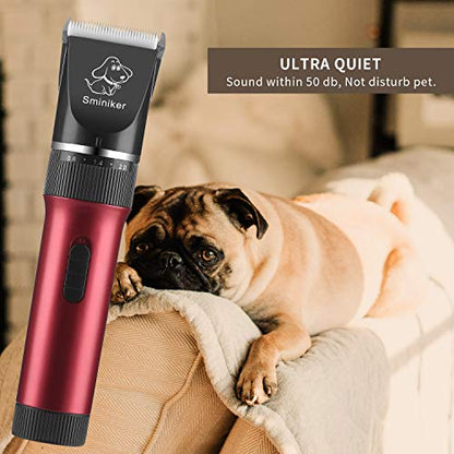 Sminiker Low Noise Horses Clippers Rechargeable Cordless Pet Clippers Grooming Kit with Storage Bag 5 Speed Professional Animal Clippers Pet Grooming Kit