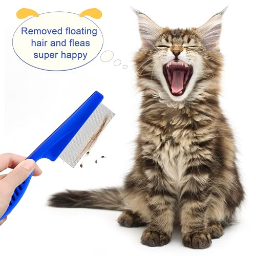 6 Pcs Flea Lice Comb,Stainless Steel Tear Stain Remover,Professional dog eye comb, Flea and Tick Combs for Dogs & Cats, Fine Tooth Dog Comb for Grooming