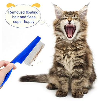 6 Pcs Flea Lice Comb,Stainless Steel Tear Stain Remover,Professional dog eye comb, Flea and Tick Combs for Dogs & Cats, Fine Tooth Dog Comb for Grooming