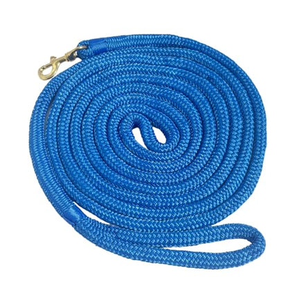 Double Braided Nylon Horse Lead Rope with Snap Hook, Black, 15 FT, Durable Lightweight (Blue, 15FT) - color: Blue, size: 15FT