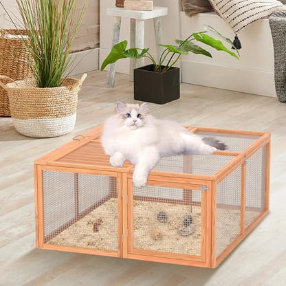 Portable Chicken Coop Run, Folding Rabbit Hutch, Logs - color: Logs