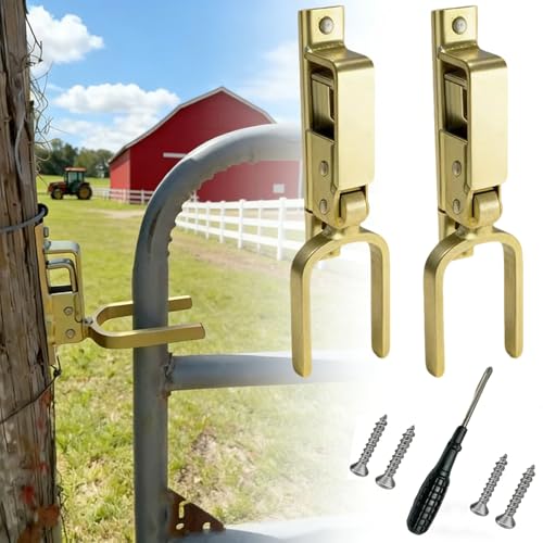 Instant Locking Gate Latch Heavy-Duty One-Hand Gate Latch with Screwdriver and 2 Screws for Farm, Ranch & Backyard Door, Automatic Spring Lock, Rust-Resistant Steel, Easy Install (2 Pcs) - color: 2 Pcs