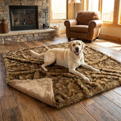IHAPPYDOG Faux Fur Dog Blanket, Waterproof Couch Cover, Brown 80"x60" - color: Brown, size: 80" x 60"